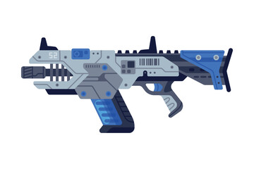 Fantastic Weapon and Raygun as Destructive Energy Gun Vector Illustration