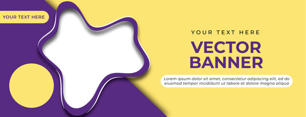 Purple and Yellow Cream Vector Banner with Abstract Shape Template Design