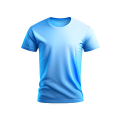 blue t shirt round neck plain transparent background - Generative AI