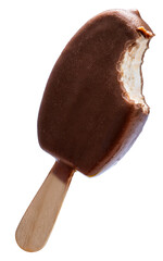 Chocolate and Almond ice cream isolated on white background, Thick Cracking Chocolate and Almond ice cream on white PNG File.