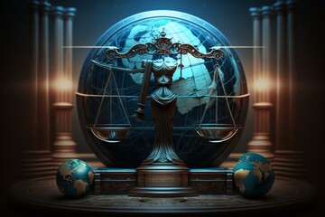 3D concept of justice in a global setting through international law. Generative AI