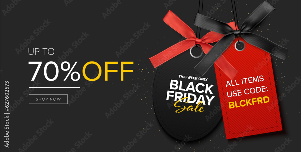 Wall mural Black Friday sale banner design with black label tag