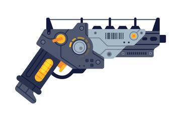 Fantastic Weapon and Raygun as Destructive Energy Gun Vector Illustration