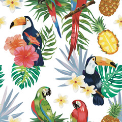 Watercolor tropical seamless patterns. Hawaii textur4es. Illustration
