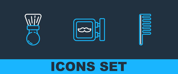 Set line Hairbrush, Shaving and Barbershop icon. Vector