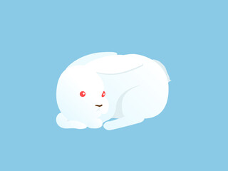 腕枕をしてリラックスして寝転がるウサギのイラスト