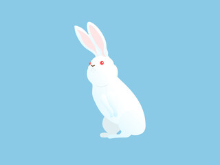 立って遠くを見て何かを探しているウサギのイラスト