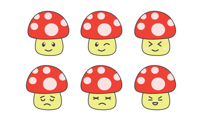 Mushroom plant icon character kids