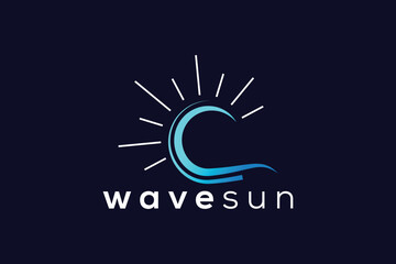 Trendy Professional sun and wave logo design vector template