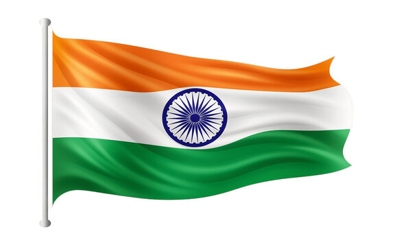 Indian National Flag isolated on transparent background. AI