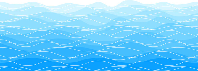 Sea waves pattern. Water wave abstract design. Blue ocean wave layer