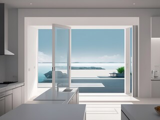Modern minimalist style kitchen. AI generated illustration