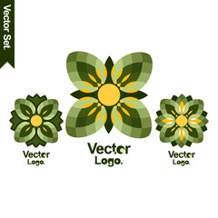 Premium Vector set Ornament Logo Abstract Emblems Line Art  Leaf Full Color icon Original Design