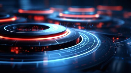 futuristic technology background with circles, ai generated.
