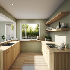 3d rendering nice contemporary style modern kitchen generative AI