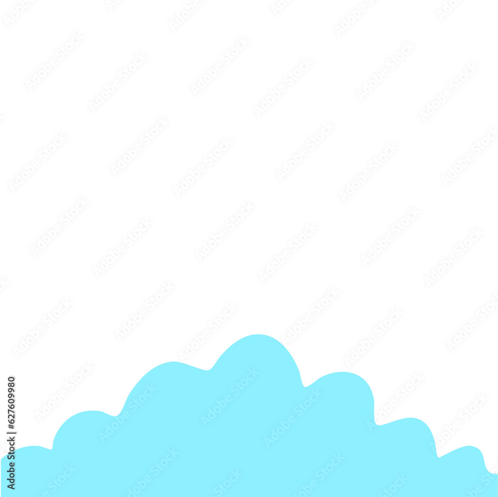 Sticker Blue Cloud Cartoon In Flat Style