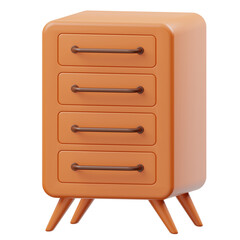 Furniture 3D Rendering Icons Wooden Drawer on isolated background png