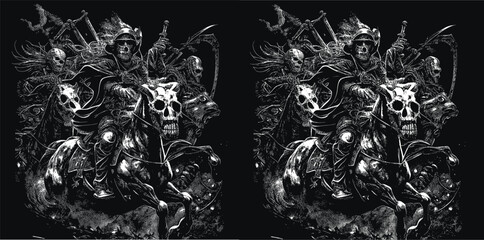 vector illustration horsemen of the apocalypse print for t-shirt