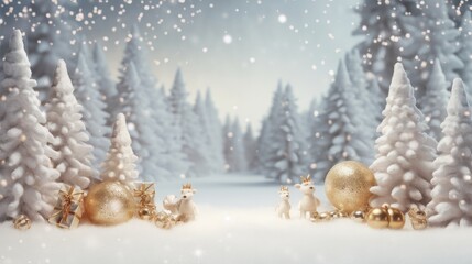 Obraz na płótnie Canvas christmas tree and decorations in the snow