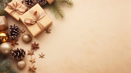christmas decoration with gift box background