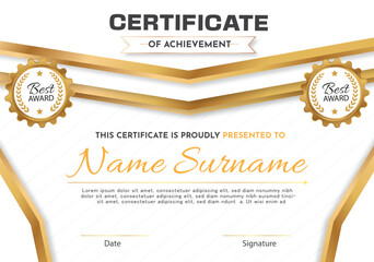 Elegant blue and gold diploma certificate template
