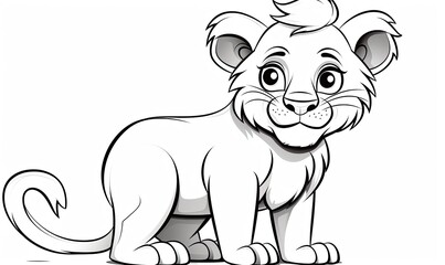 Get creative with coloring the majestic cartoon lion's line art.