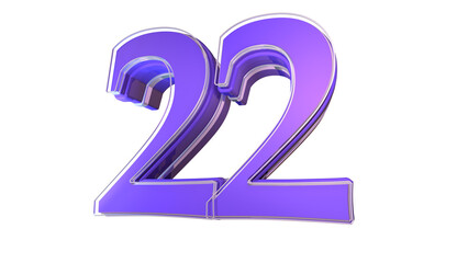 Purple  design 3d number 22