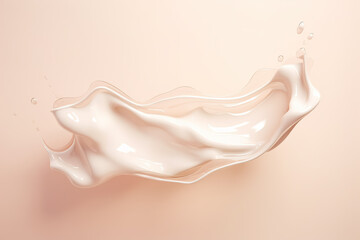 Moisturizer flowing on light background, splash of hydrating face cream for skin rejuvenation - obrazy, fototapety, plakaty