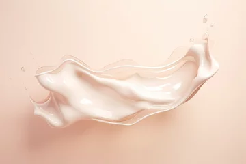 Poster Moisturizer flowing on light background, splash of hydrating face cream for skin rejuvenation © Maris