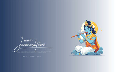 Traditional Poster Design for Hindu Festival Shree Krishna Janmashtami.