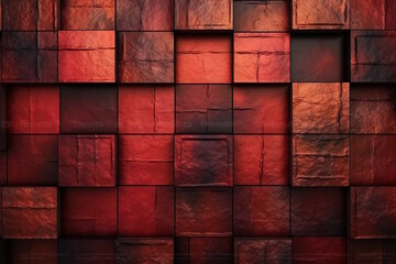 3D Render of Polished Red Patina Tile Wallpaper with Rectangular Blocks for a Stunning Wall Background