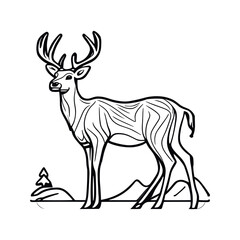Free vector hand drawn deer. animal wild, horn and nature wildlife, mammal reindeer, horned antler