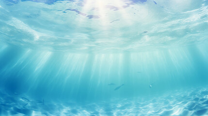 Underwater view of sunny serene sea