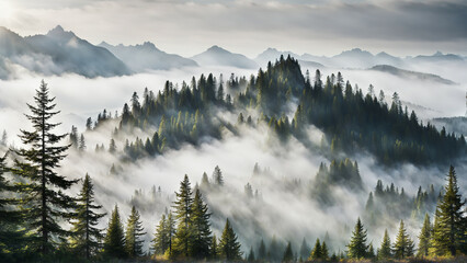 Mountain cover in fog