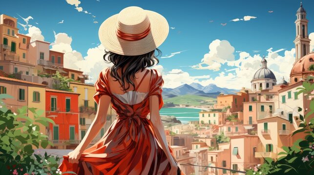 Woman exploring the streets of a European city
