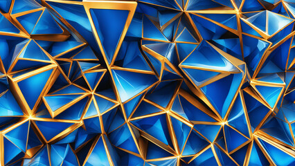 Abstract 3d rendering of blue crystal background. Futuristic polygonal background.