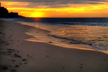 sunset on the beach. Generative AI