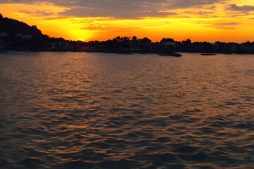 sunset over the river. Generative AI