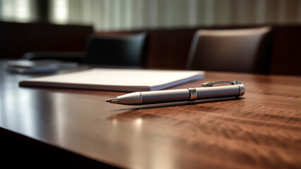 Pen on the desk in the conference room. Business concept.