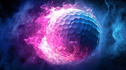 Dynamic Golf Ball in Action, Ideal for Golf Enthusiasts and Pros - obrazy, fototapety, plakaty