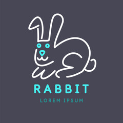Minimalistic and stylish Rabbit emblem. Modern graphics. Vector illustration in a simple style.