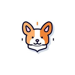 Portrait of Corgi cute animal icon. Line style character avatar. Generative AI