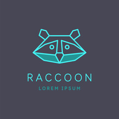 Minimalistic and stylish Raccoon emblem. Illustration with text in a fashionable simple style.
