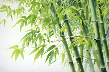 Watercolor painting of bamboo