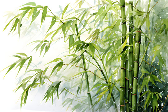 Watercolor painting of bamboo