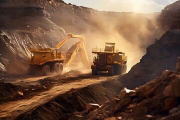 Open Pit Mine - Industrial Mining Machinery at Work