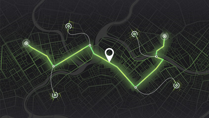 City map with street road. Location navigation interface. Dashboard with roadmap, satellite and location. Vector illustration gps navigator. Abstract transportation background. View from above.