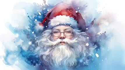 Watercolor art of Anime style Santa Claus character illustration. Christmas and New year holiday painting. Generative AI