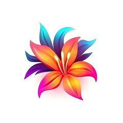 Cute Lily blooming flower isolated on white background. Floral design with elegant flower. Generative AI