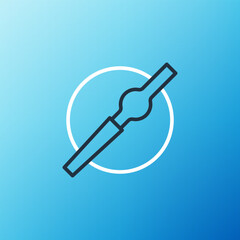 Line Cigarette icon isolated on blue background. Tobacco sign. Smoking symbol. Colorful outline concept. Vector